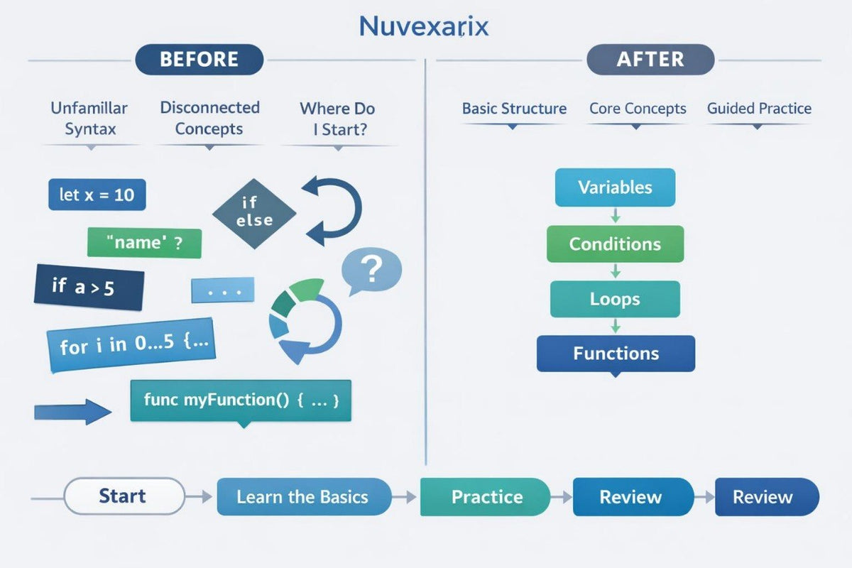 A digital infographic comparing 'Overloaded Structure' on the left with 'Integrated Program Structure' on the right, using a dark blue background and various colored boxes to represent software components, data flow, and state validation.